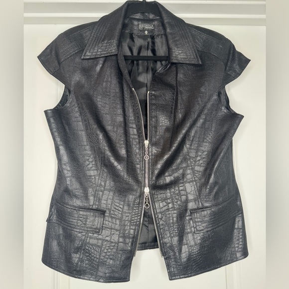 Juliana Women’s Front Zip Crocodile Pattern Vest Jacket, Sz 14 - Picture 1 of 9